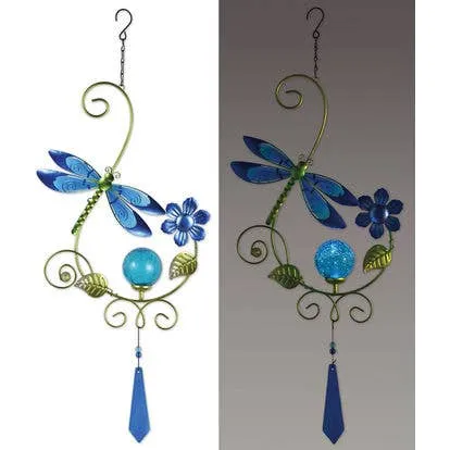 Metal Art Hanging Solar Sculptures:  Hummingbird, Butterfly & Dragonfly