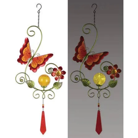 Metal Art Hanging Solar Sculptures:  Hummingbird, Butterfly & Dragonfly