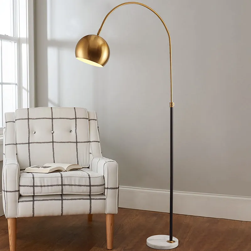 Metal Domed Floor Lamp: Post-Modern Overarching Stand Up Light in Black/Brass