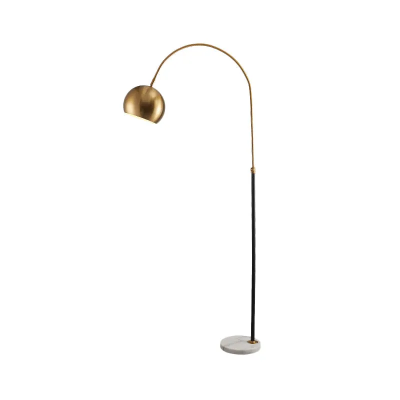 Metal Domed Floor Lamp: Post-Modern Overarching Stand Up Light in Black/Brass