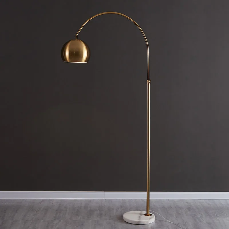 Metal Domed Floor Lamp: Post-Modern Overarching Stand Up Light in Black/Brass