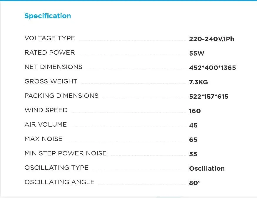 Midea MS-608B 16 inches Fan / Stand Fan / Standing Fan