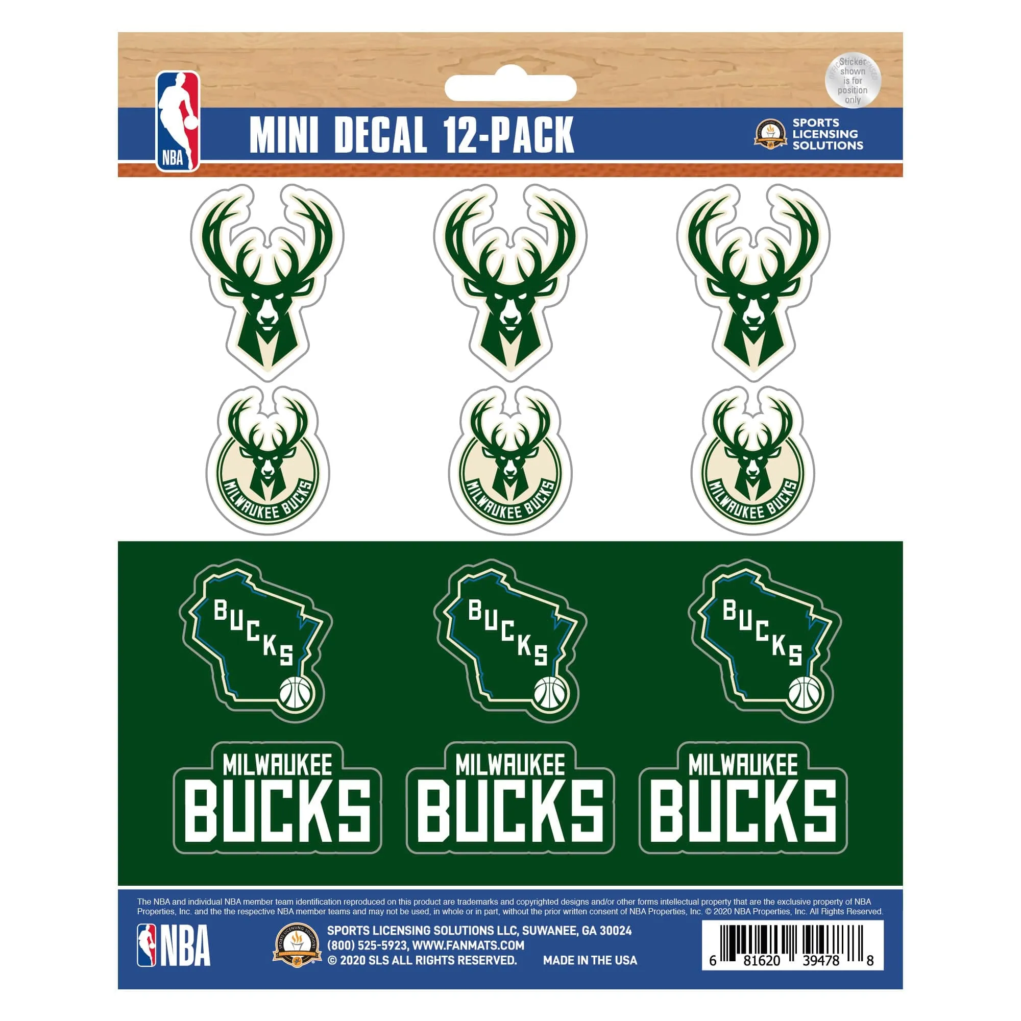 Milwaukee Bucks 12 Count Mini Decal Sticker Pack