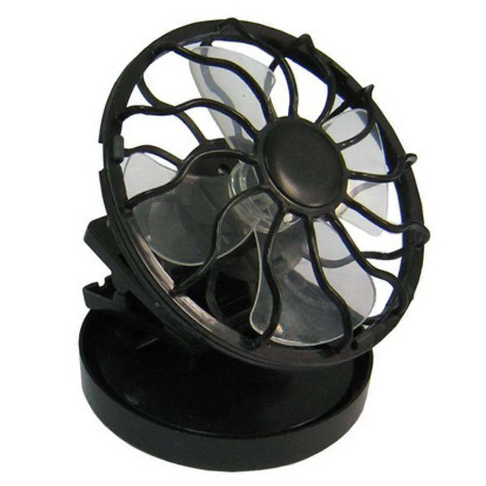 Mini Clip-on Solar Power Cell Travel Cooling Cool Fan - Black