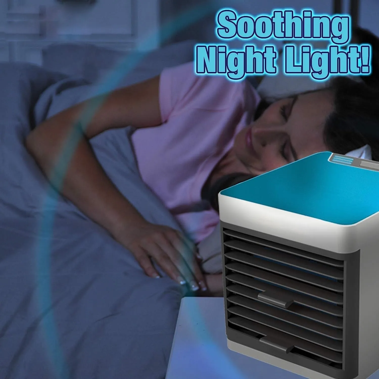 Mini Portable Air Cooler, Personal Space Cooler Easy to fill water and mood led light and portable Air Conditioner Device Cool Any Space like Home Office