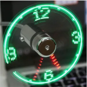 Mini USB Powered LED Clock Fan