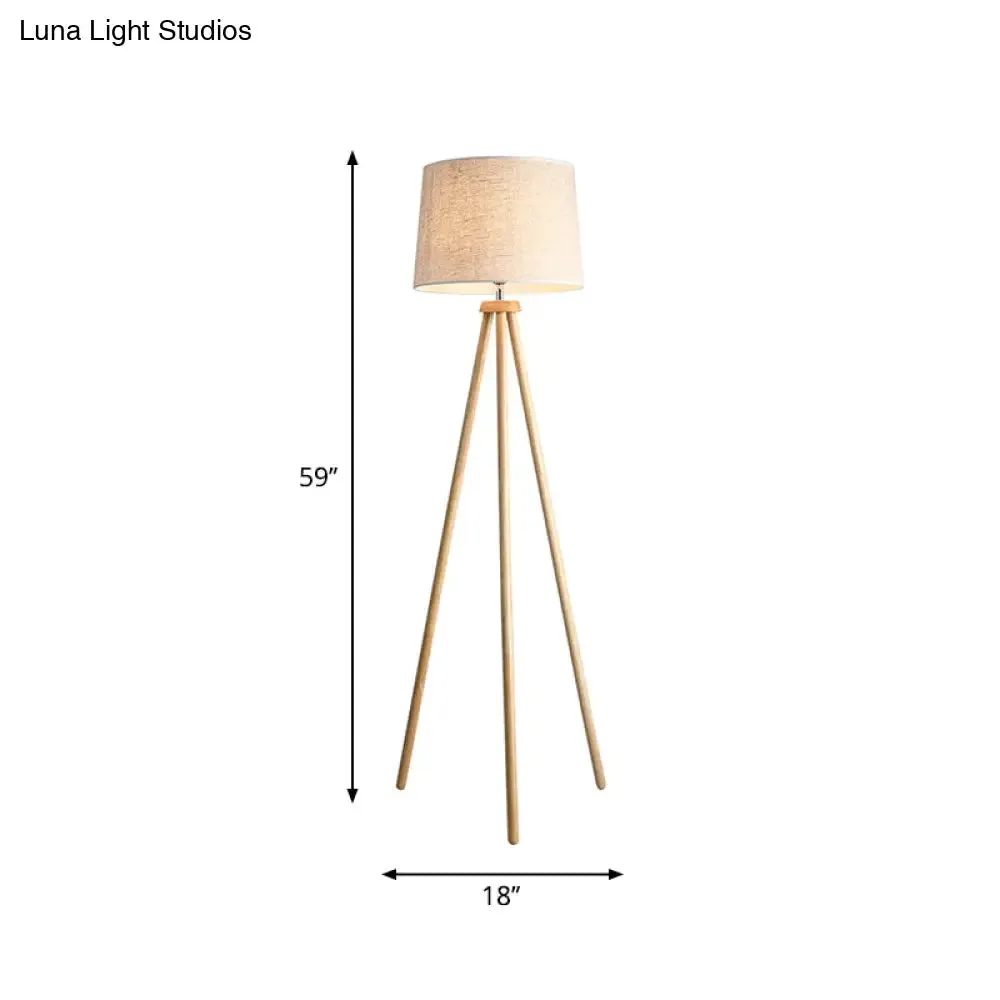 Minimalistic Tripod Floor Lamp with White Drum Shade - 1 Light, Fabric Shade