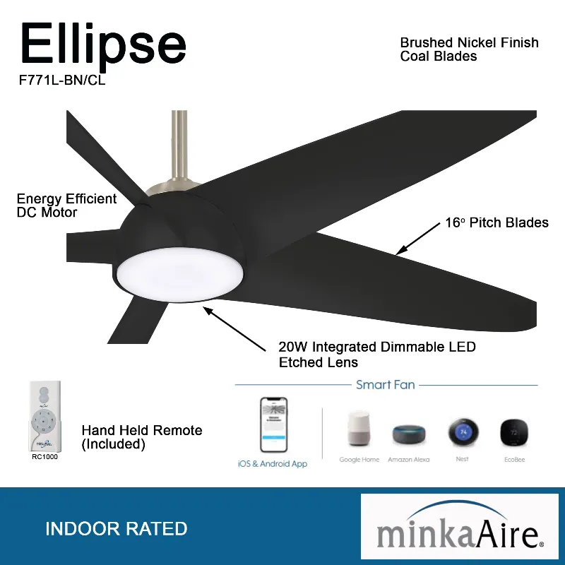 Minka Aire F771L Ellipse 60" Ceiling Fan with LED Light Kit