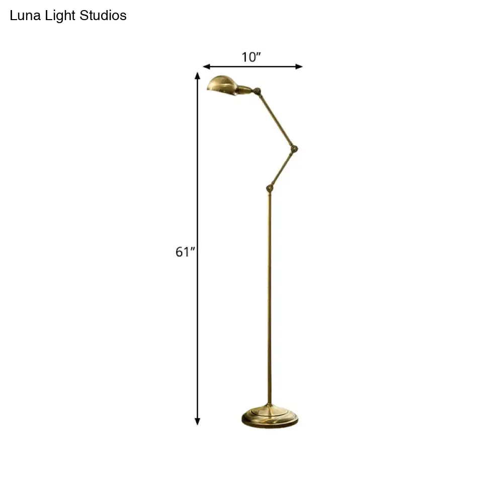 Modern Brass Stand Up Lamp - Sleek Multi-Joint Floor Reading Light with Metal Shade