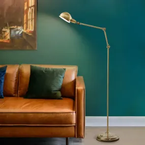 Modern Brass Stand Up Lamp - Sleek Multi-Joint Floor Reading Light with Metal Shade