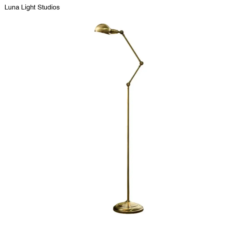 Modern Brass Stand Up Lamp - Sleek Multi-Joint Floor Reading Light with Metal Shade