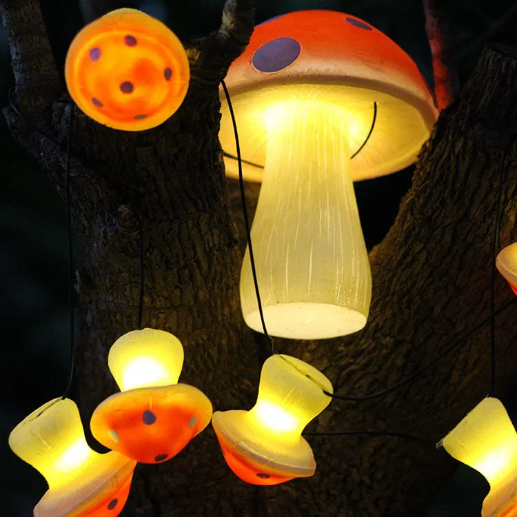 Modern Creative Colorful Mushroom Solar Outdoor Waterproof LED Garden Lights String