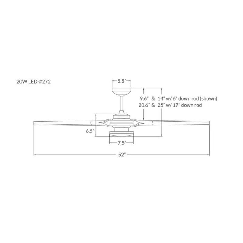 Modern Fan Torsion 52" Ceiling Fan with LED Light Kit, 20W