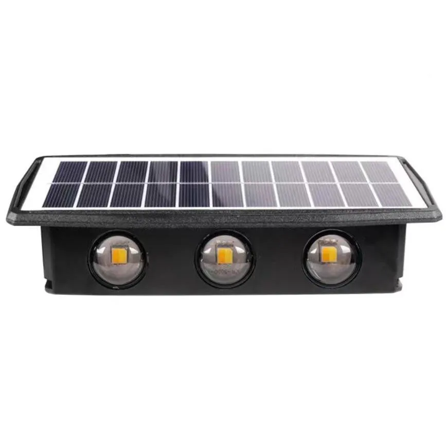 Modern Rectangular Upper And Lower Double Head Solar LED Outdoor Garden Wall Light