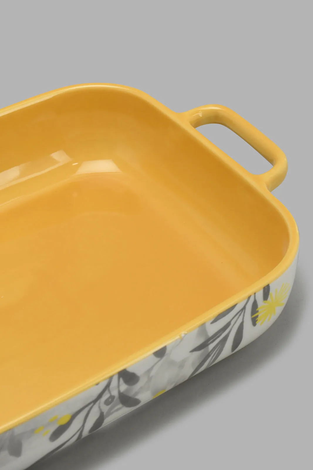 Mustard And White Floral Rectangle Baking Dish