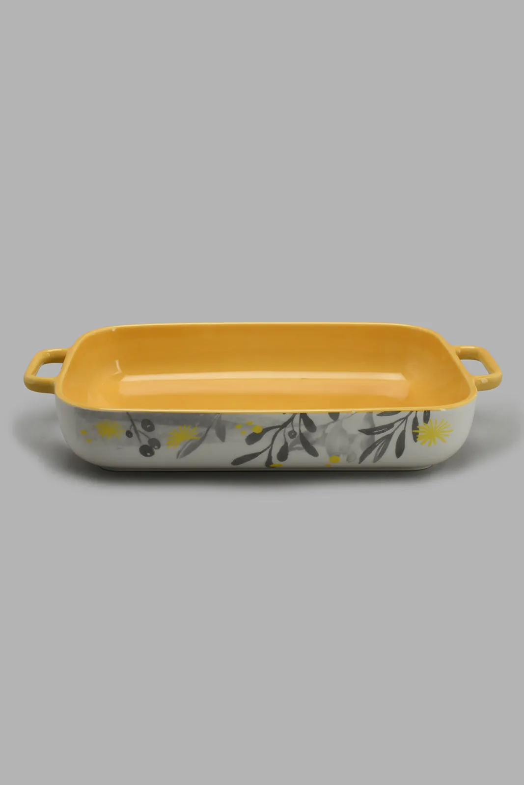 Mustard And White Floral Rectangle Baking Dish