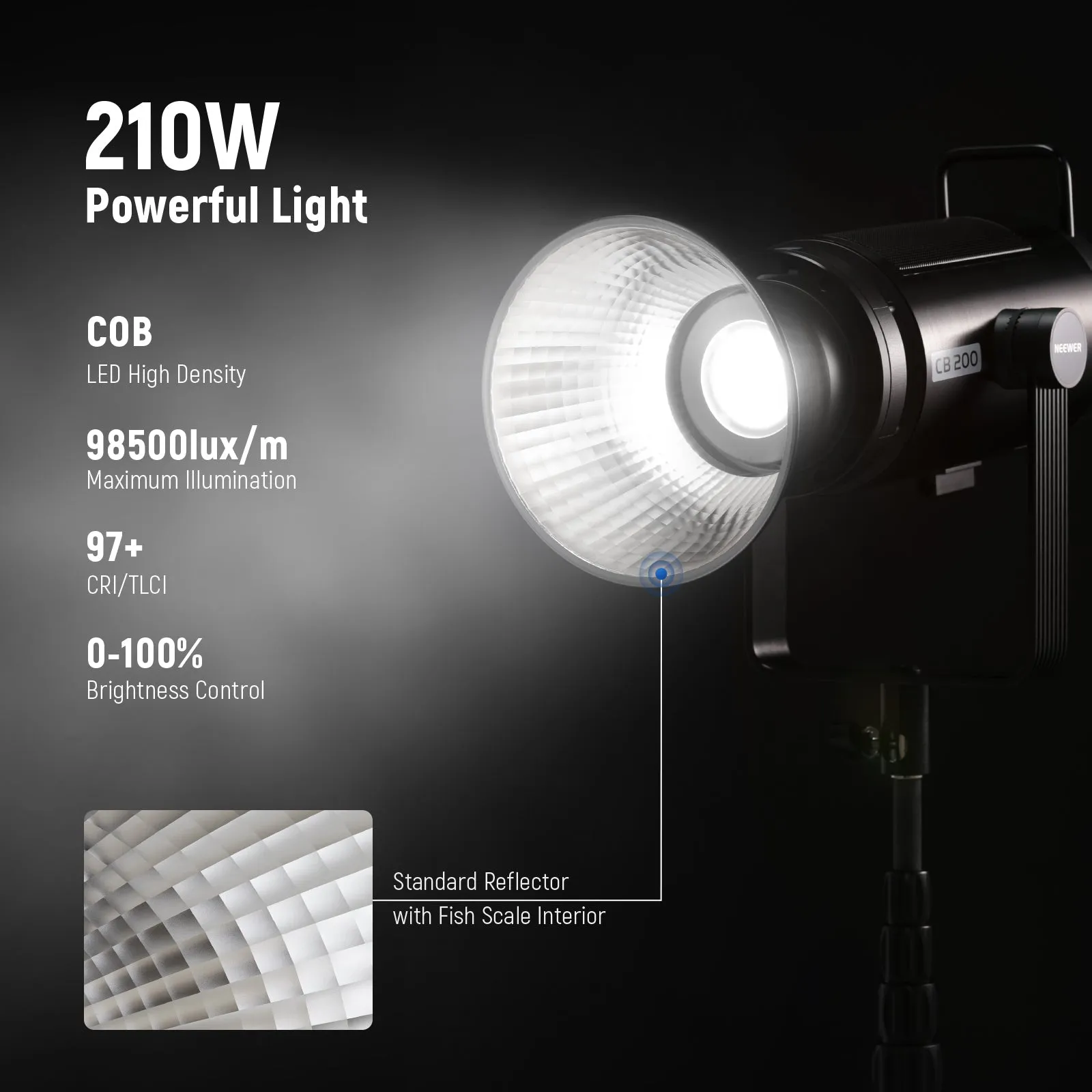 NEEWER CB200 210W Bowens Mount COB LED Video Light