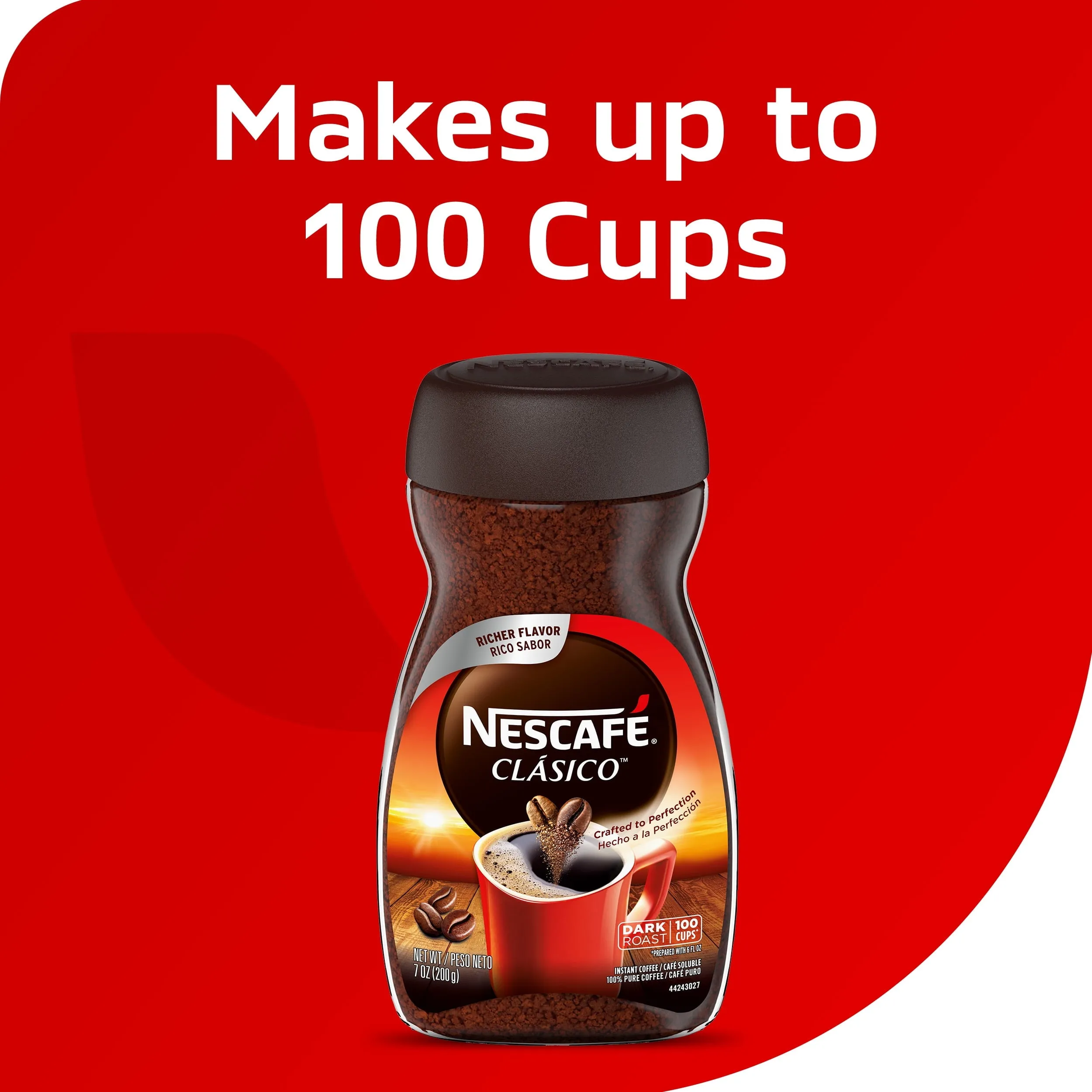 NESCAFÉ CLÁSICO Instant Coffee, Dark Roast, 1 Jar (7 Oz)