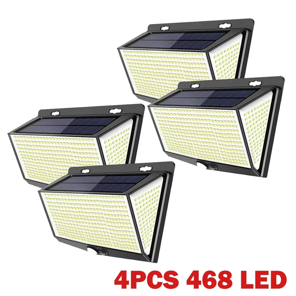 NEW 468 LED Solar lamp outdoor light Waterproof for garden decorcation street lights Human Body Sensor 3 modes 208/138 wall lamp