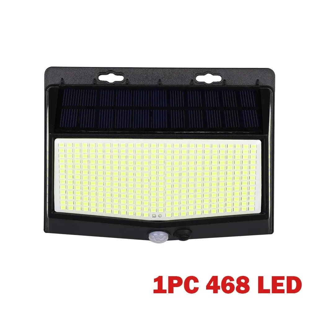 NEW 468 LED Solar lamp outdoor light Waterproof for garden decorcation street lights Human Body Sensor 3 modes 208/138 wall lamp