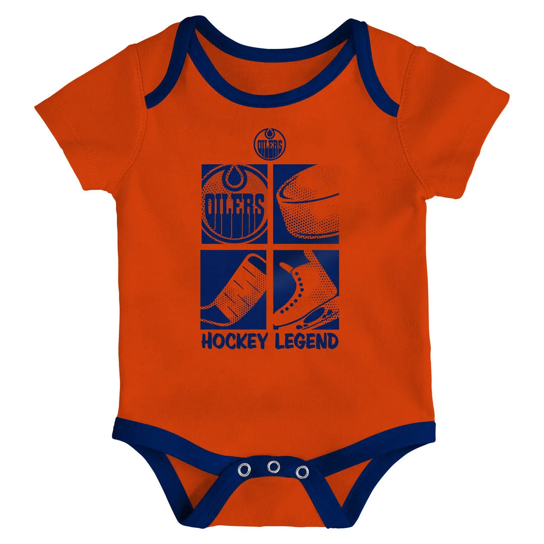 NHL Branded Infant Edmonton Oilers Legend 3pc Creeper Set