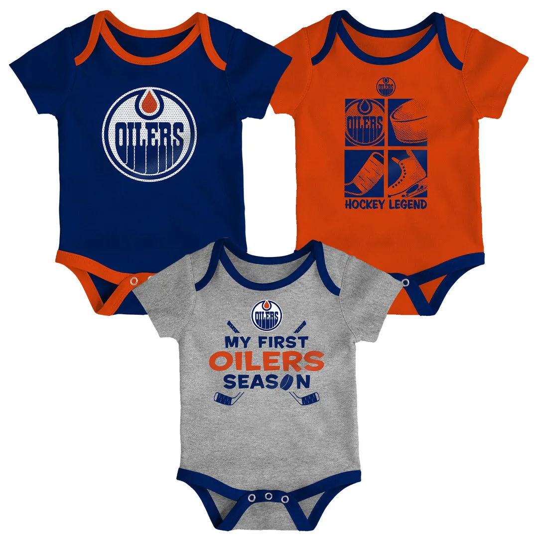 NHL Branded Infant Edmonton Oilers Legend 3pc Creeper Set