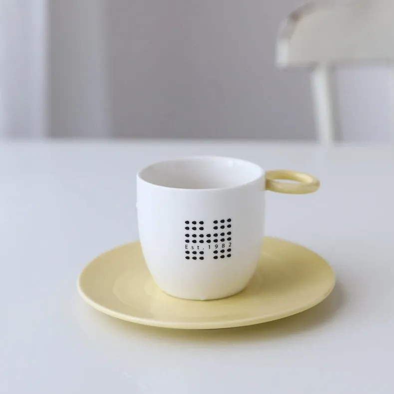 Nordic Style Round Handle Small Coffee Cup with Saucer