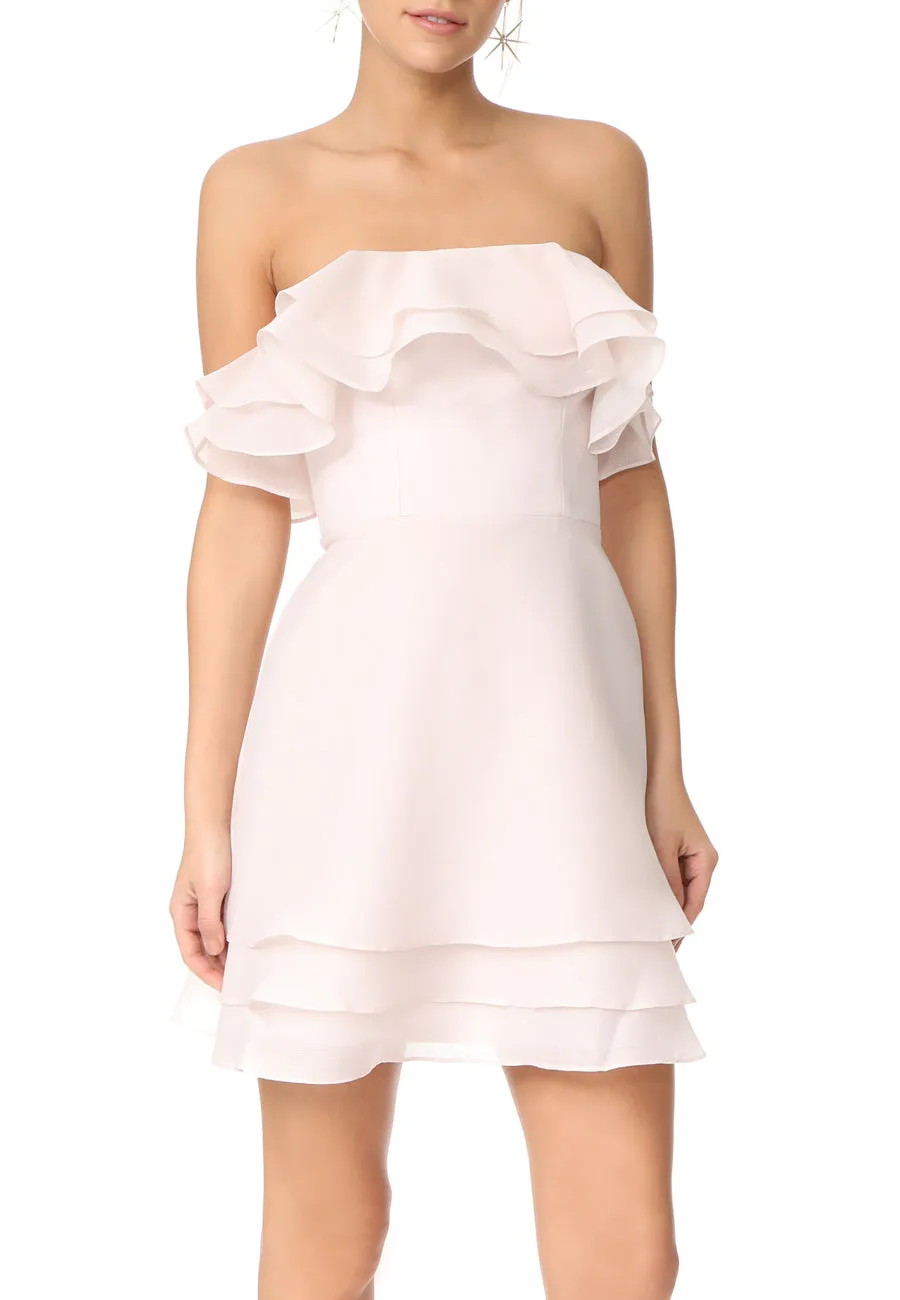 Nude Float Strapless Organza Mini Dress