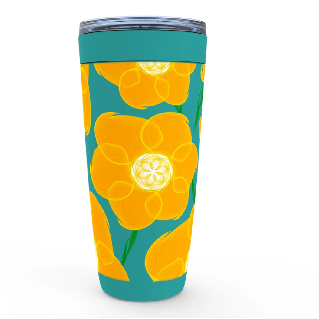 Orange Hippyflower - Viking Steel Tumbler 20oz