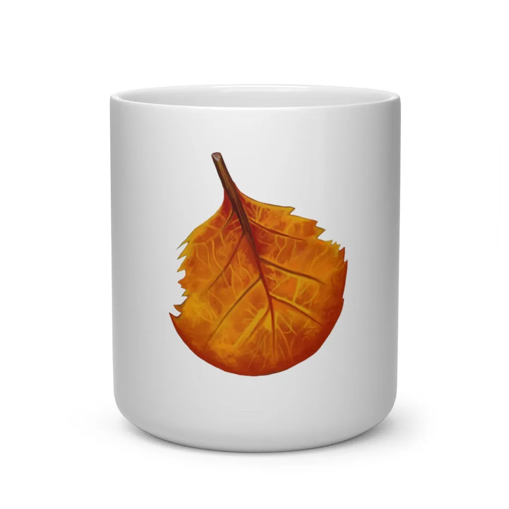 Orange Leaf Heart Shape Mug