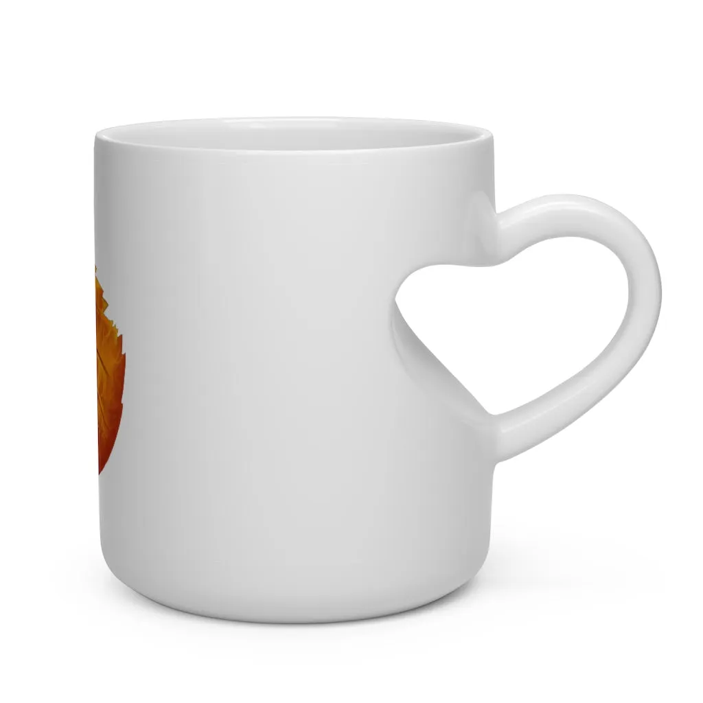 Orange Leaf Heart Shape Mug