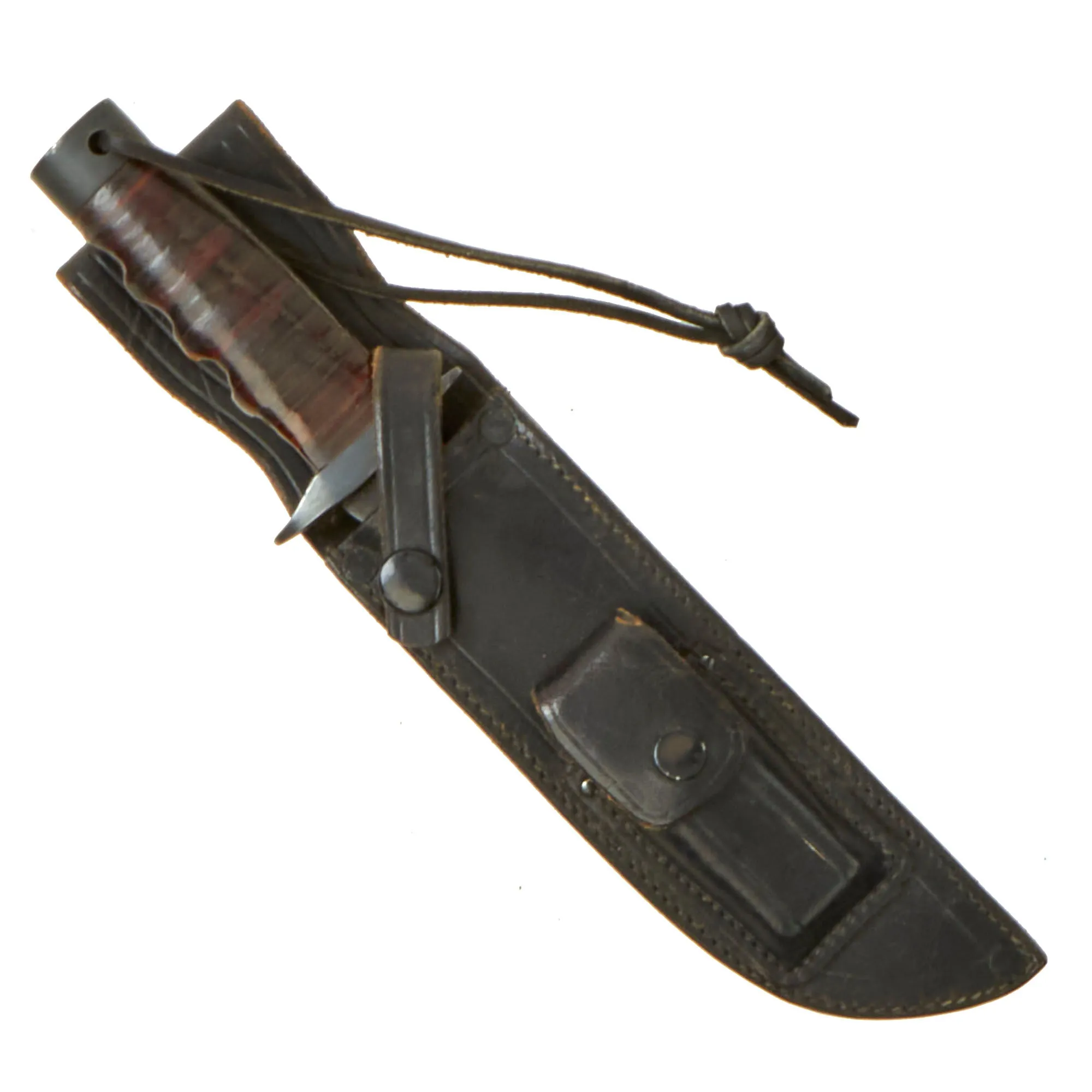 Original U.S. Vietnam War Studies and Observations Group SOG Knife With Correct Sheath and Whetstone - Unmarked For Plausible Deniability of Covert Operators