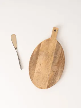 Oval Mango Wood Cutting Board with Knife