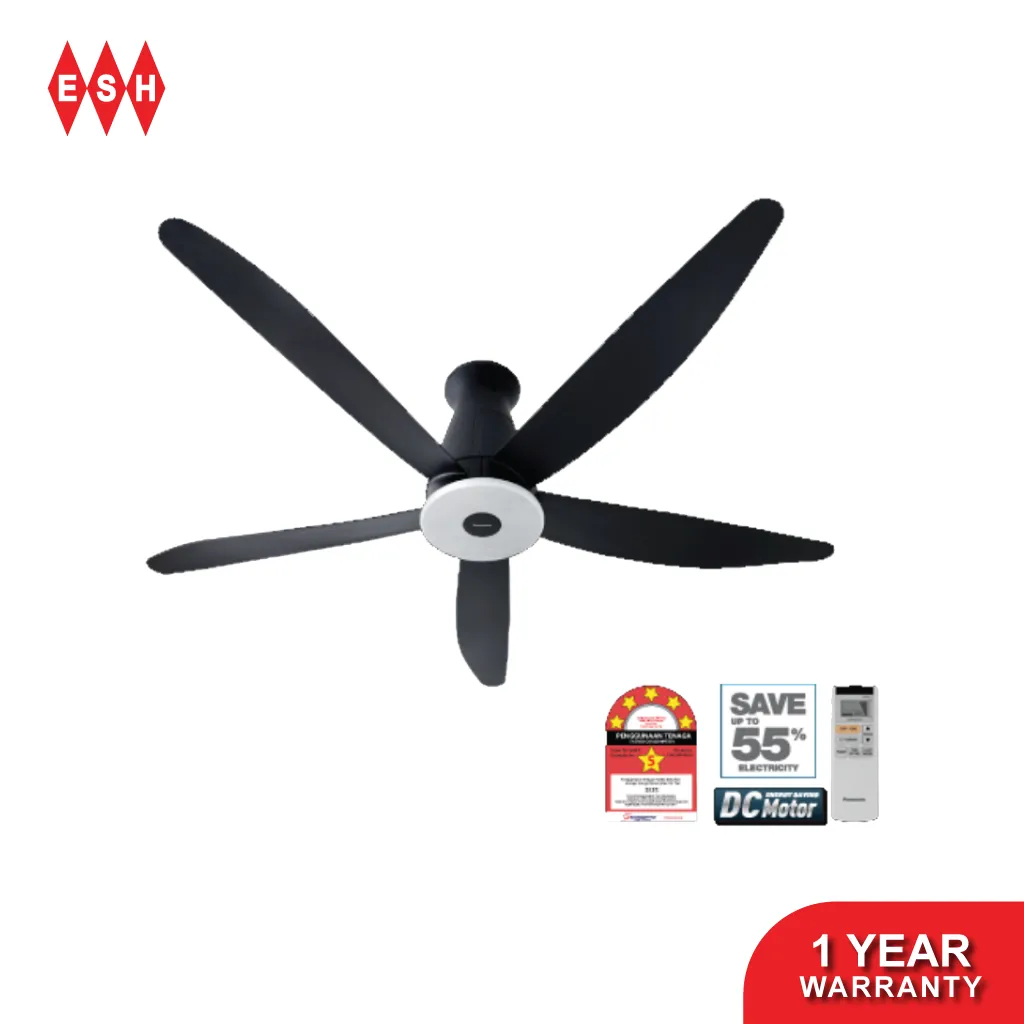 Panasonic F-M15EXVBKQH 150cm/60" Aura Series 5-Blade Ceiling Fan (Short Pipe)