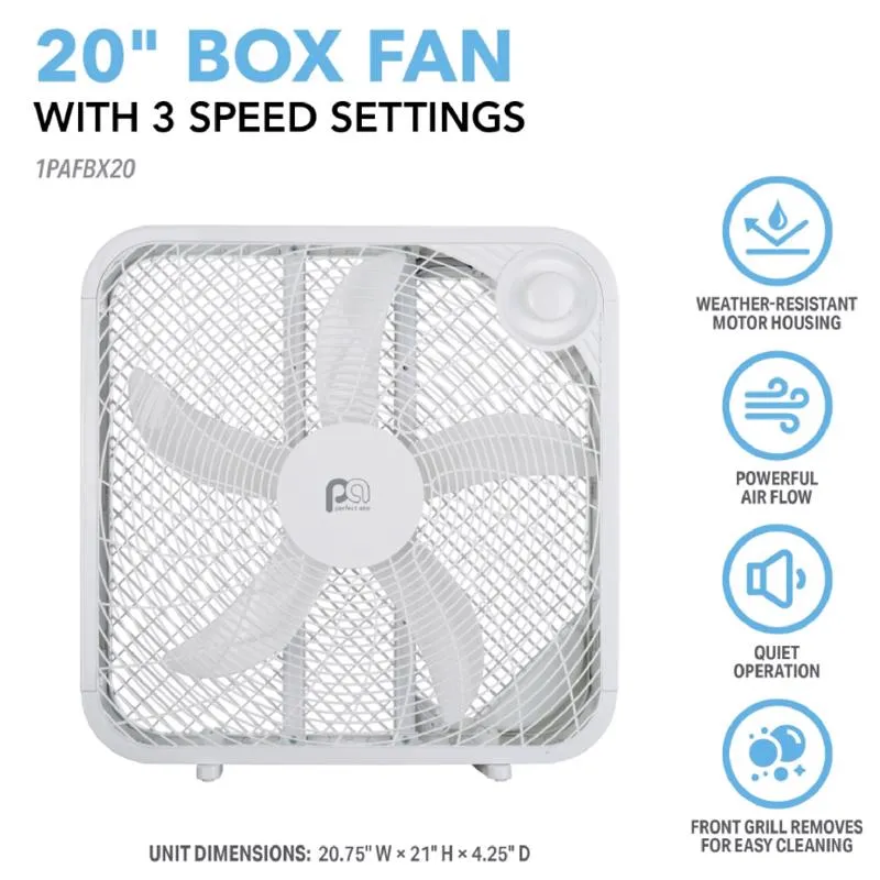 Perfect Aire 20 in. H 3 speed Box Fan