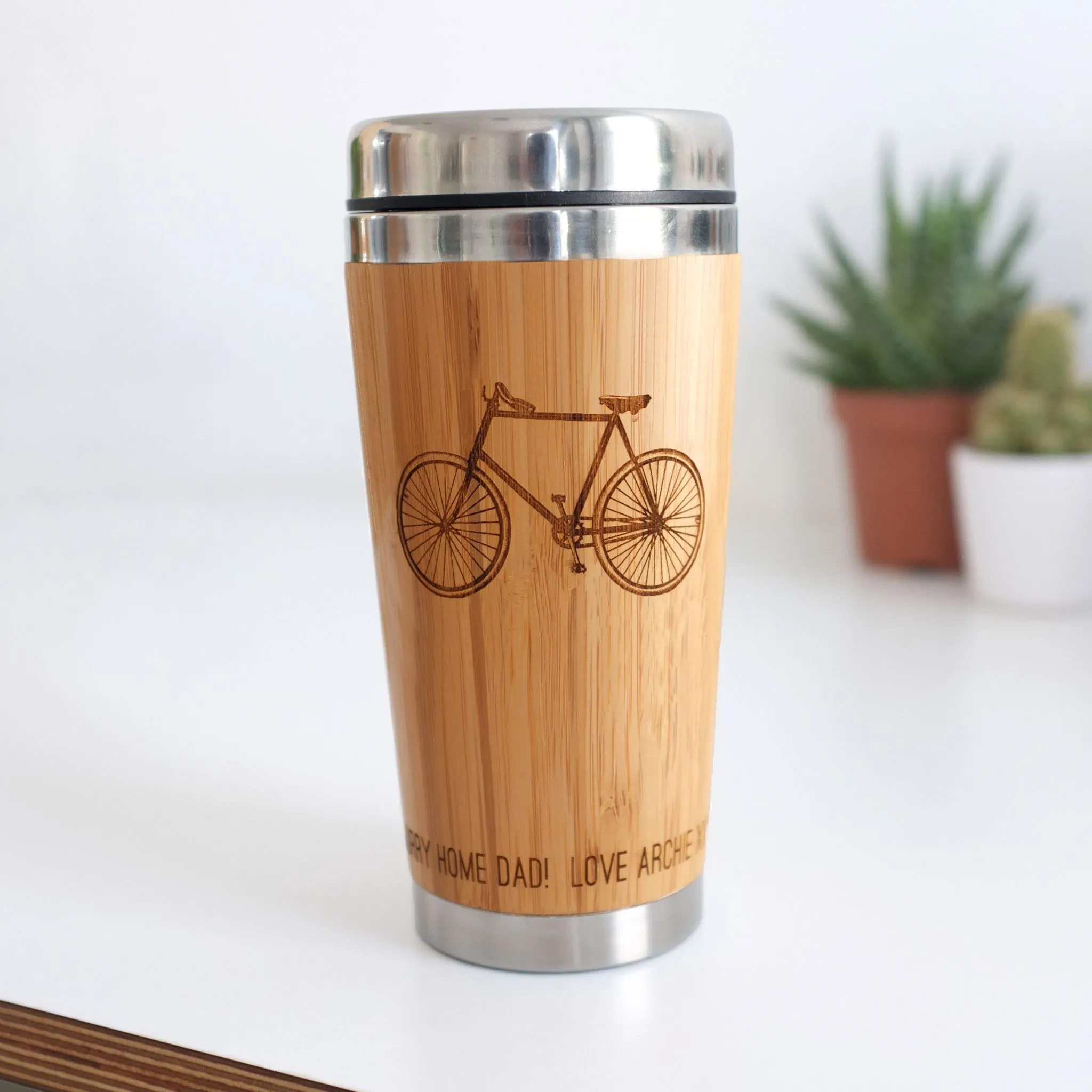 Personalised Wooden Bicycle Travel Mug