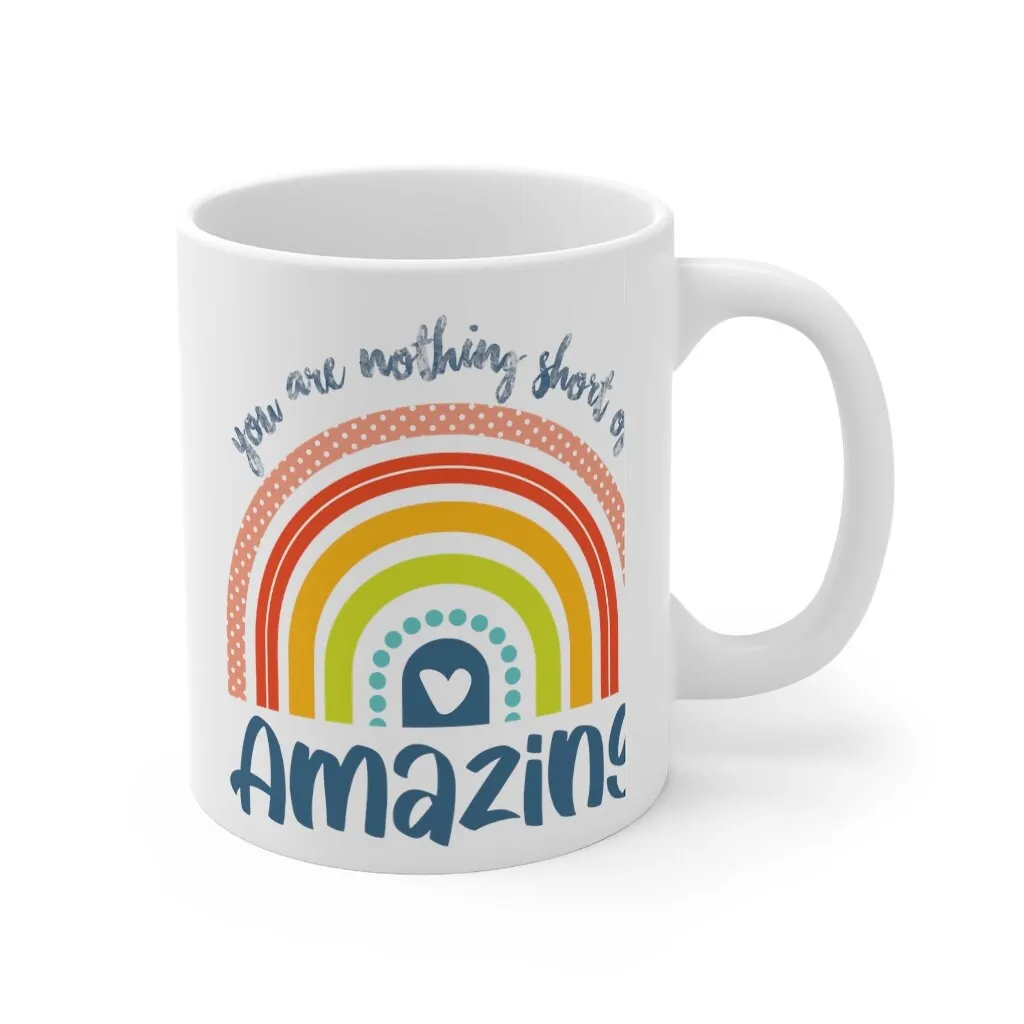 Personalised You are nothing short of amazing... pastel rainbow Quote Mug - Coffee Mug - Gift Mug - Cup Mug 11oz