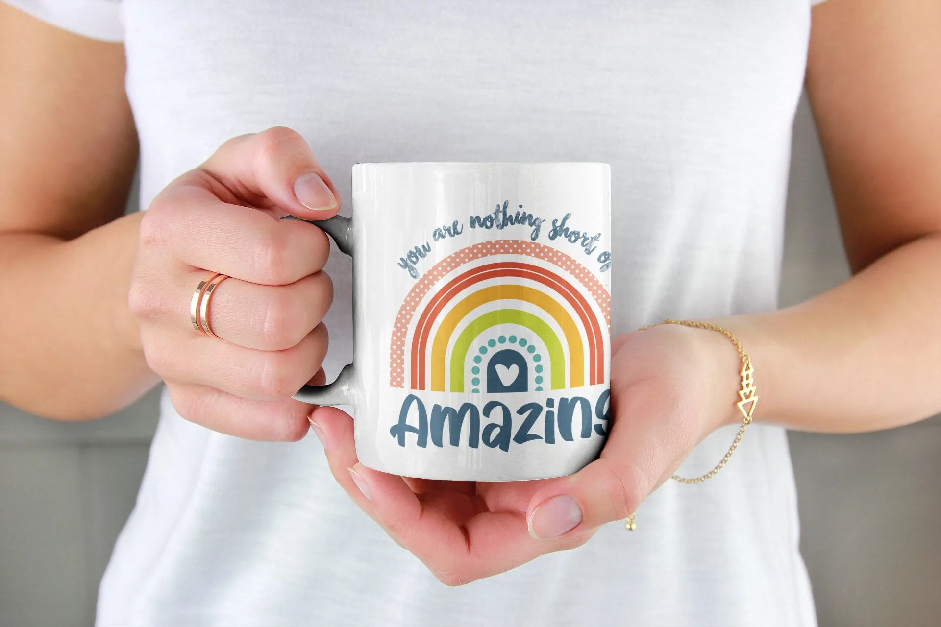 Personalised You are nothing short of amazing... pastel rainbow Quote Mug - Coffee Mug - Gift Mug - Cup Mug 11oz