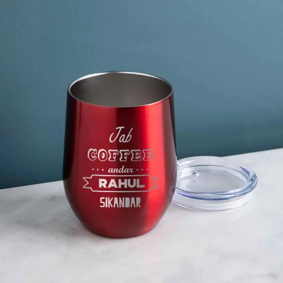 Personalized Travel Coffee Mug With Lid Name Engraved Stainless Steel Cup -Coffee