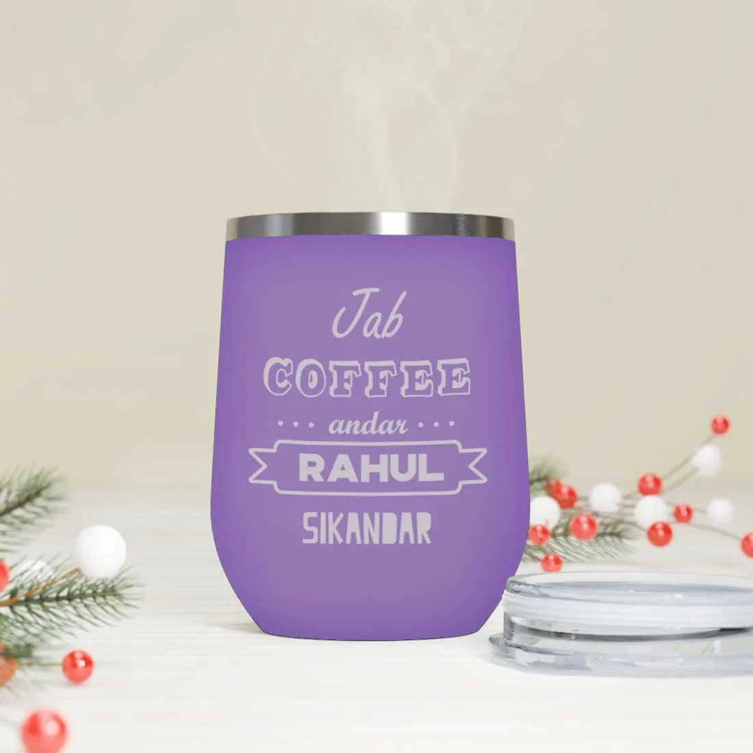 Personalized Travel Coffee Mug With Lid Name Engraved Stainless Steel Cup -Coffee