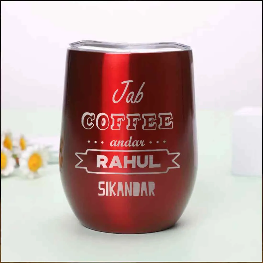 Personalized Travel Coffee Mug With Lid Name Engraved Stainless Steel Cup -Coffee