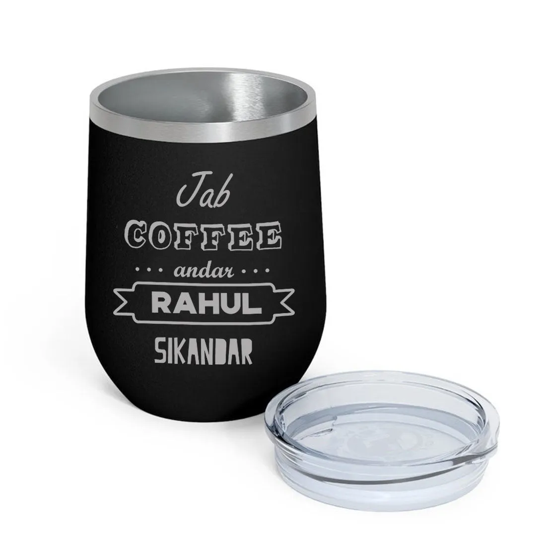 Personalized Travel Coffee Mug With Lid Name Engraved Stainless Steel Cup -Coffee