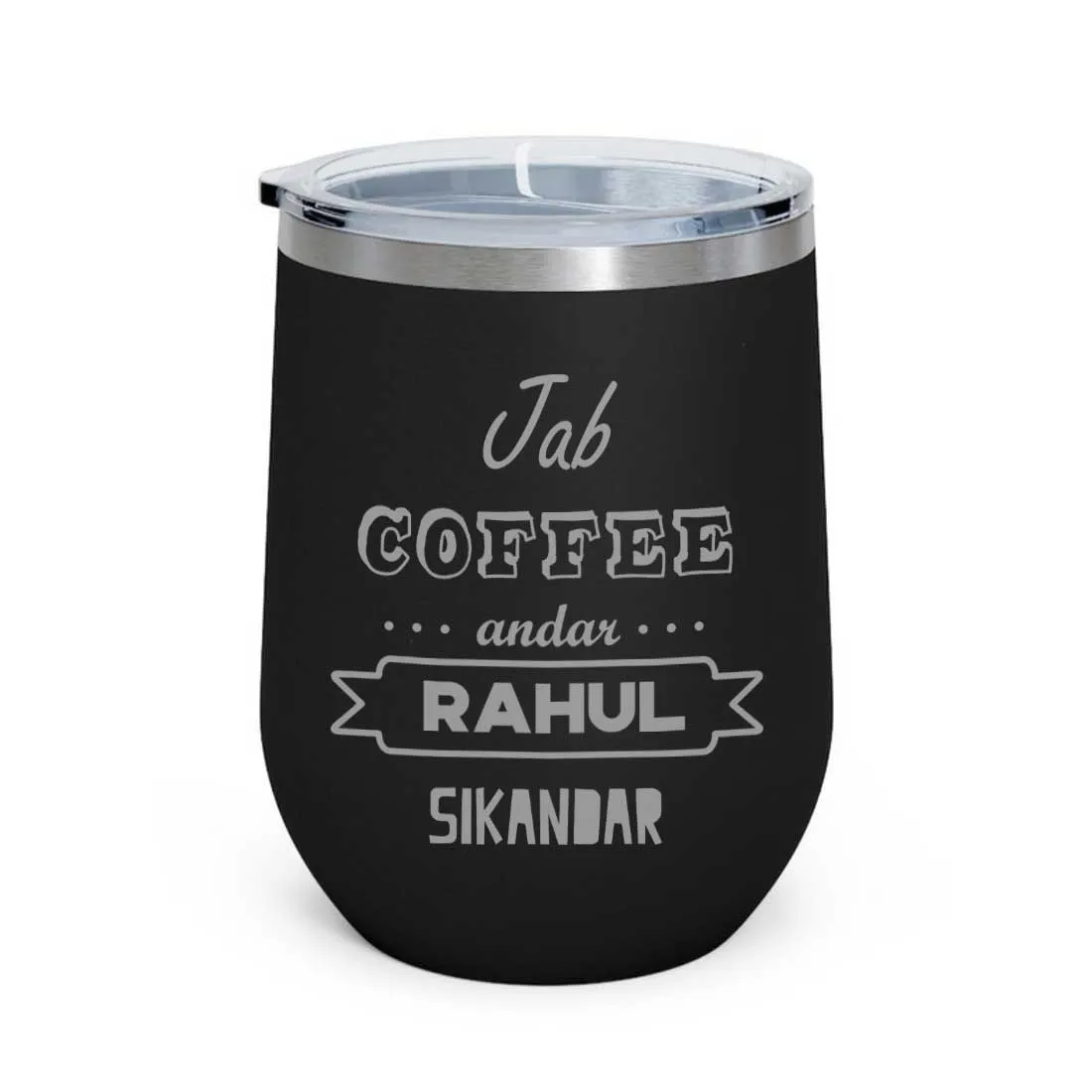 Personalized Travel Coffee Mug With Lid Name Engraved Stainless Steel Cup -Coffee