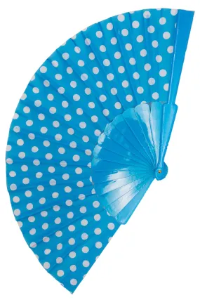 Polka Dot Folding Fan in Blue & White