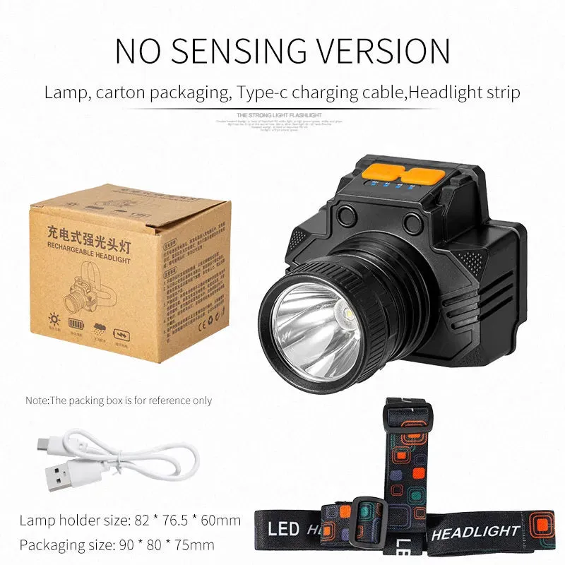 Powerful Light Sensor LED Headlamp Bicycle Fishing Headlight USB Rechargeable Torch Lamp Outdoor Waterproof Camping Head Lights