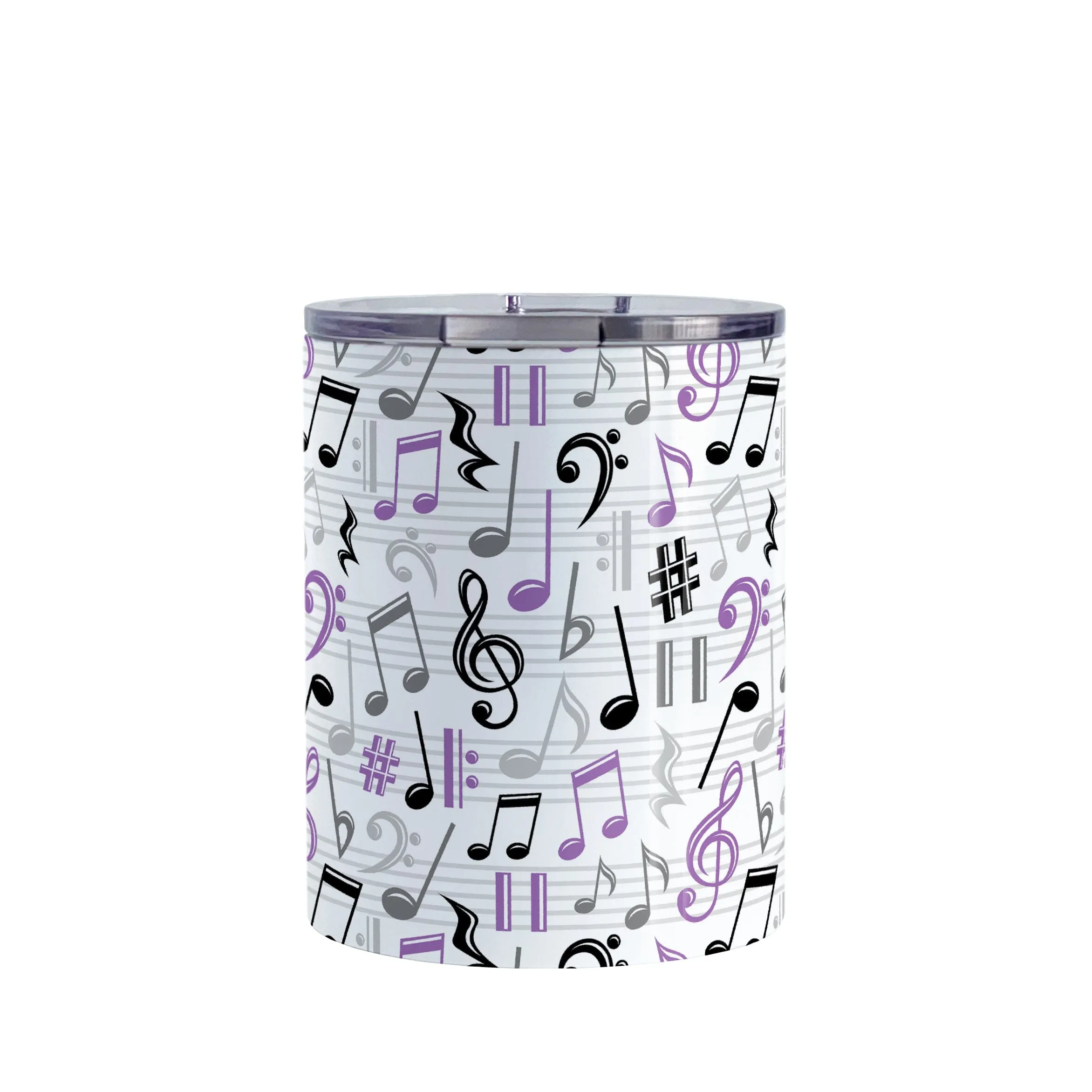 Purple Music Notes Pattern Tumbler Cup