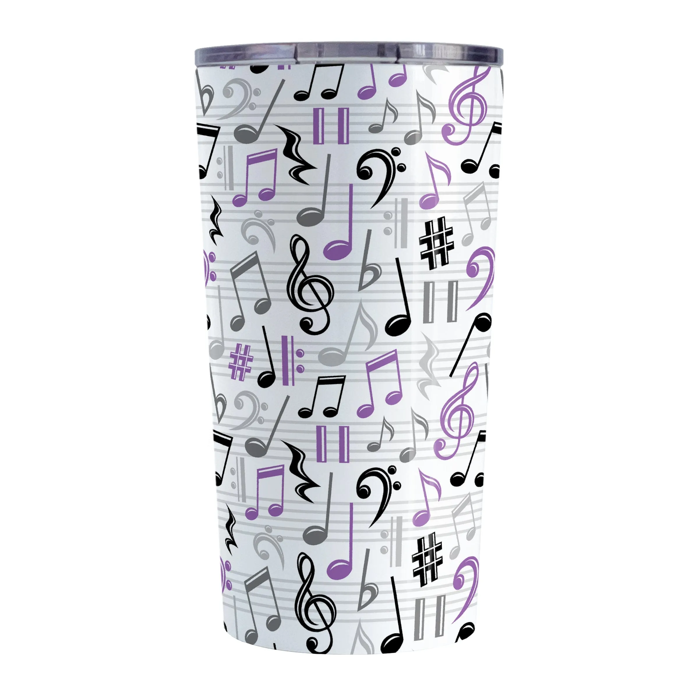 Purple Music Notes Pattern Tumbler Cup