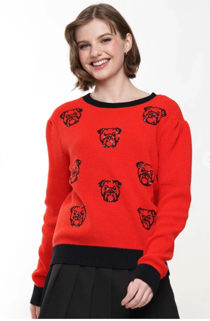 Red and Black Multi Bulldog Knit Long Sleeve