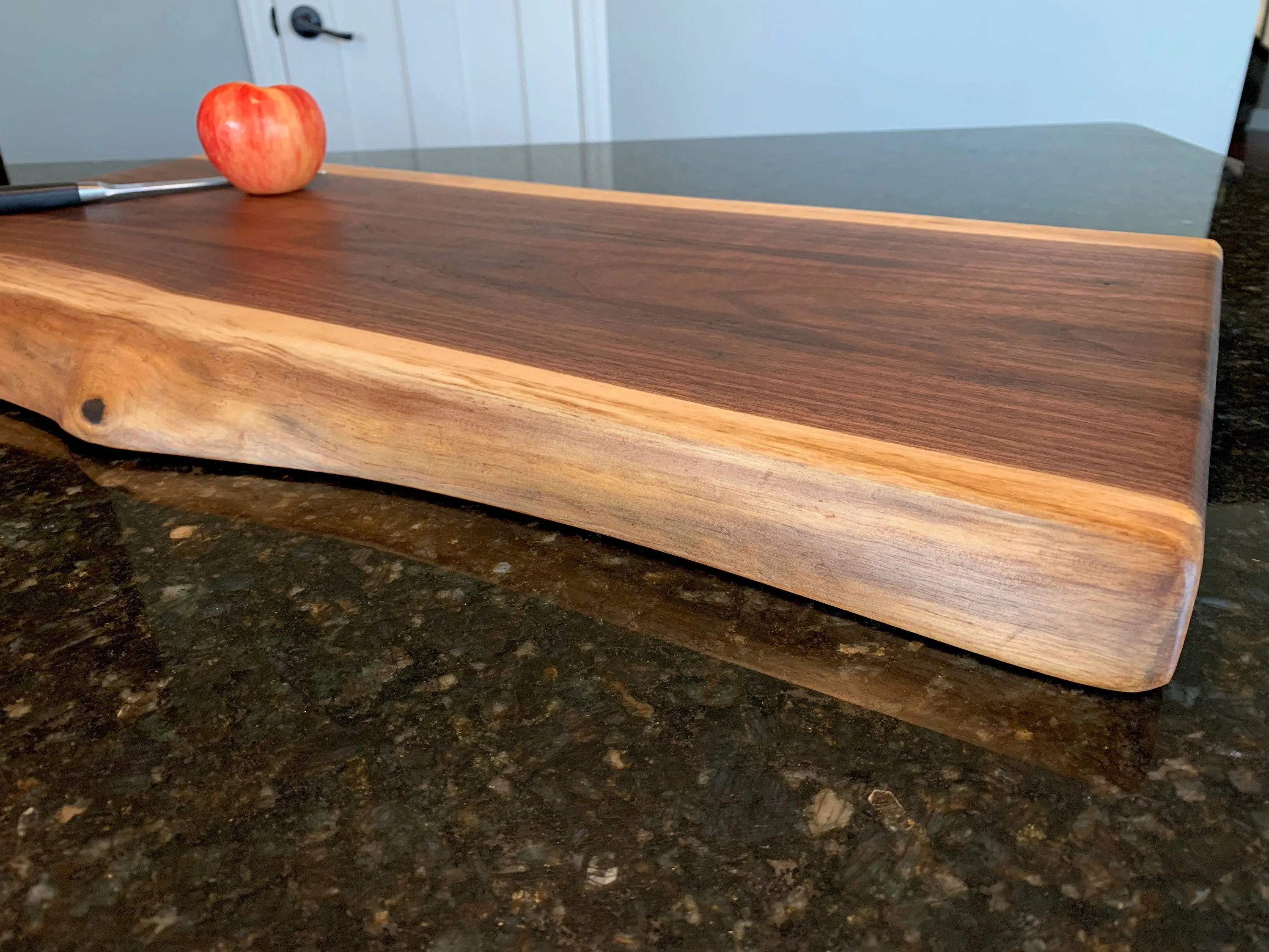 Reversible Live Edge Black Walnut Charcuterie Board, Cutting Board, Serving Tray, Handcrafted 019