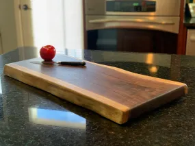 Reversible Live Edge Black Walnut Charcuterie Board, Cutting Board, Serving Tray, Handcrafted 019